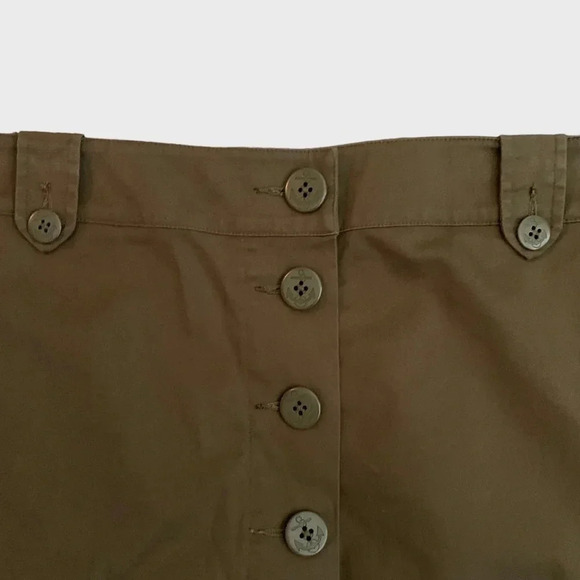 NWT Talbots Green Twill Button Front A-Line Skirt - Picture 4 of 7